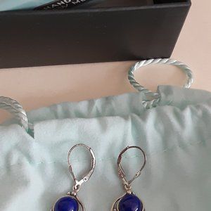 Sterling Gemstone Leaf Lever-Back Earrings